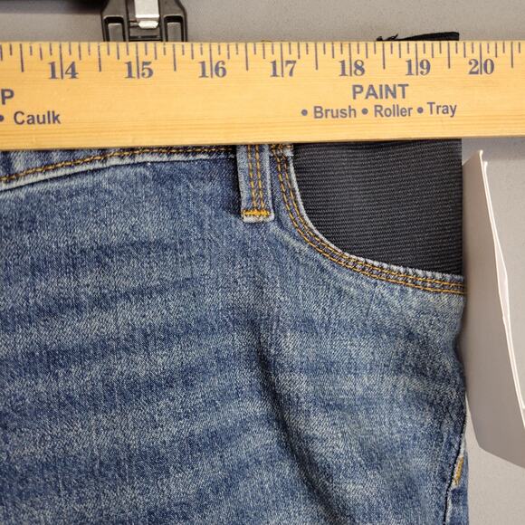 Isabel Maternity Shorts Womens 12 Blue Denim Midi Short Stretch Panel Fair Trade - Picture 6 of 13